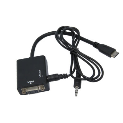  Converter Mini HDMI A male to VGA Female With 3.5 Audio Adapter